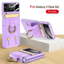 Itin plonas apyrankės žiedo laikiklis, skirtas Samsung Galaxy Z Flip 4 dėklui, kietas smūgiams atsparus matinis dėklas su mažo ekrano plėvele Z Flip 4 levanda