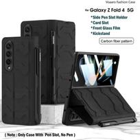 Odinis šarvų dangtelis, skirtas Samsung Galaxy Z Fold 4 5g dėklas su šoniniu rašiklio lizdu priekinė stiklinė plėvelė, skirta Samsung Z Fold 4 kortelių lizdo dėklui Only Case No Pen anglies pluošto juodos spalvos