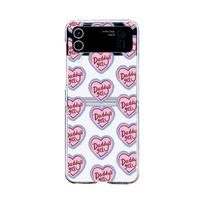 For Samsung Galaxy Z Flip 4 3 Case Pink Love Pattern Painted Transparent Folding Shockproof Clear Pc Hard Back Cover Accessories For Galaxy Z Flip 3