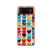 For Samsung Galaxy Z Flip 4 Case 3 Oil Painting Love Transparent Folding Case For Samsung Z Flip 3 5g Shockproof Hard Back Cover Galaxy Z Flip 4