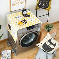 Cartoon Pattern Printing Dust Cover for Washing Machine Refrigerator Carter family, 55*140cm gray