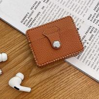 Prabangus odinis dėklas su ličių raštu Apple AirPods 1/2/Pro ausinėms, apsauginis maišelis įkrovimo dėklui, AirPod 3 2021 Fundas For AirPods 1 or 2 ruda