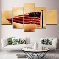 Modernus 5 panelių Amerikos vėliavos sienos meno drobės tapyba Modulinis spausdintas plakatas Miegamojo svetainės Namų dekoras Paveikslas sieninė tapyba Meno kūrinys 20x35cm*2  20x45cm*2  20x55cm*1 brown