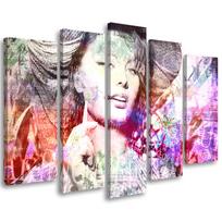Five piece picture canvas print Sophia Loren 100x70 rožinė