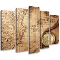 Five piece picture canvas print Old World Map Retro 100x70 ruda