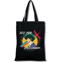 Merginų japoniškas anime spausdintas drobinis pirkinių krepšys Cowboy Bebop Spike Kasdieninė mada 24*26cm black