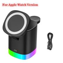 3 viename magnetinis belaidis greitas įkroviklis, skirtas iPhone 12 13 14 Pro Max RGB Ambient Light 15W įkrovimo stotis Airpods Apple Watch juoda