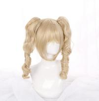 75CM Game Genshin Impact Barbara Cosplay Wig Curly Yellow Ponytail Role Play Heat Resistant Synthetic Hair Halloween Carnival 71-75CM chaki