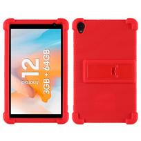 Silicone case for Teclast P80T with adjustable stand and anti-impact thickened corners. raudona
