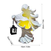 Halloween Witch Resin Statue Realistic Resin Ghost Sculpture Ghost Looking for Light Scary Hell Messenger for Home Party Decor LED Light balta