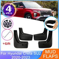 4PCS Front Rear Mudguards for Hyundai Creta ix25 MK2 SU2   2022 2023 Fender Mud Flaps Anti-splash Wheel Car black
