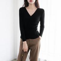 Spring Autumn Thin V-Neck Knitted Sweaters Women Fashion Tops Solid Slim Fit Pullovers Causal Long Sleeve Sweaters Clothes 28214 S juoda