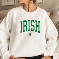 Airijos megztiniai Šv. Patriko dienos megztiniai Šv. Patriko dienos marškinėliai Moteriški megztiniai ilgomis rankovėmis megztinis Shamrock Hoodie Tops S balta