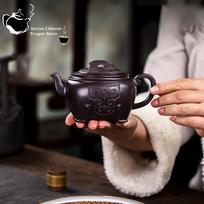 Yixing violetinis molinis puodas Baimu violetinė baklažanų tyrė Xianrui rankų darbo arbatinukas geriamasis pu'er kiniškas arbatinukas kung fu arbatos rinkinys 280ml 1pcs China