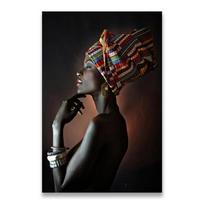Afrikos moteris indiška galvos skara portretas aliejinė tapyba plakatai ir spaudiniai 21cm×30cm NoFrame black