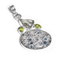 K2 Stone With Peridot Gemstone Handmade Pendant Jewelry 2.4  Solid Sterling Silver For Women & Girls gray
