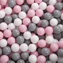 KiddyMoon Minkšti plastikiniai žaidimo kamuoliukai vaikams 200 kamuoliukų/6cm-2.36in spalvingi sertifikuoti made in eu, balta/pilka/šviesiai rožinė 200 Balls/6cm-2.36in