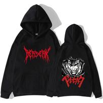 Vyriški „Berserk Guts“ spausdinti gobtuvai Anime juodi „Swordsman“ megztiniai „Harajuku“ megztiniai „Hip Hop“ džemperiai ilgomis rankovėmis, moteriški drabužiai XL yellow