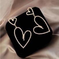 Full Diamond Love Design Senior Heart -shaped Earrings sidabras
