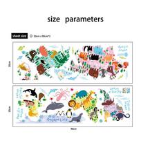 Naujasis pasaulio žemėlapis Gyvūnų pasaulio sienų lipdukai Svetainės miegamojo apdaila Lipnūs sienų lipdukai 30x90CMX2PCS