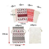 2023 Christmas Countdown Advent Bag 24Days Christmas Advent Calendar Bag Linen Wall Hanging Drawstring Bag Gift Bags with Clips white