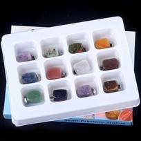 12Pcs/Box Small Pendant Natural Stone Amethyst/Agates Pendant For Jewelry Making DIY Necklace Bracelet Earrings Accessory 14.2x10.5x1.8mm gray