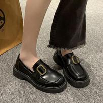 Fashion Pumps Moteriški Loafers Slip ant Odinės kanopos Vidutiniai kulniukai Metaliniai Oksfordo batai su sagtimi moterims Platforminiai didelio dydžio batai 35 juoda