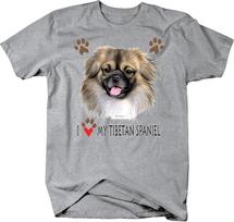 I Love My Tibetan Spaniel Dog With Paw Prints Custom Unisex T-shirts XXXXL gray