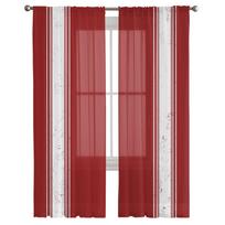 Kalėdinės raudonos juostelės ūkio permatomos užuolaidos namų langų dekoracijos Voile tiulio užuolaidos svetainei miegamojo virtuvei W135 x H115cm x1 brown
