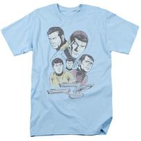 Star Trek Retro Crew Sci Fi TV Adult Tee Light Blue Unisex T-shirt S