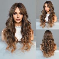 New Ladies Wig Simulation Wig 60cm Hair Brown Wig Long Curly Wig Full Headgear Rose Hair Net Headdress Beauty Decoration Wig 60cm 24 Inch ruda