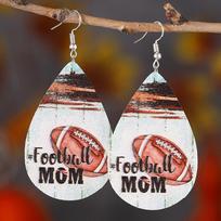 Nauji Super Bowl futbolo MOM raidės dvipusiai vandens lašo PU odiniai moteriški auskarai