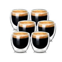 Virtuvės dirbinys su dviguba sienele izoliuoti espreso puodeliai arbatos latte kavos puodeliai beige