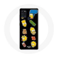 Coque Samsung Galaxy A21S Les Simpson autocollants fond noir