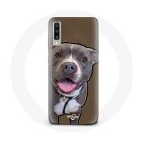 Coque pour Samsung Galaxy A50 Chien Pitbull Blanc gris