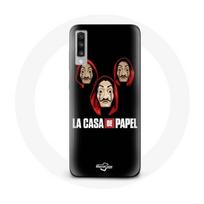 Coque pour Samsung Galaxy A70 La casa de papel Masque et Logo