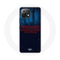 Coque pour Xiaomi Mi 11 Lite Stranger Things logo Fond Bleu de la saison 2 mėlyna