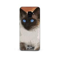 Coque pour Samsung Galaxy A8 Plus Chat Siamois Noir et blanc Yeux Bleus