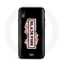 Coque pour Iphone XR Blackpink Groupe de K-pop Logo Noir Rose Fond Noir