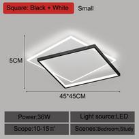 Šiuolaikiniai stačiakampiai Led lubų šviestuvai svetainei Miegamojo valgomojo šviestuvai Šviestuvai Pradžia Auksinė lubų lempa 45*45cm juoda