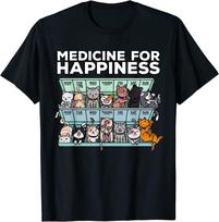 My Medicine Happiness Called Cats Every Day Kitten Cat Unisex T-Shirt XXXXL gray