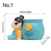 Cute Girl Flower Pot Succulent Pot Planter Home Decor Indoor Decoration Exquisite Resin Ornaments Bonsai Plant Pot No.1