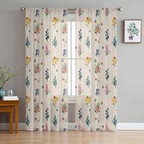 Gėlės Ramunėlės Levandos Drugeliai Miegamojo permatomos Permatomos Užuolaidos Šventės Papuošimas Langas Voile Tiulio užuolaidos 135W x 114H(cm) white