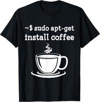 Linux Sudo Apt Get Install Coffee Unisex T-Shirt S black