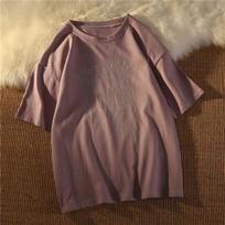 Women Summer Vintage Short Sleeve T-Shirt Solid Color Loose Hippop Streetwear Print T-shirt XXXL gray