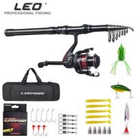 LEO FISHING teleskopinės meškerės ir ritės kombinezonų rinkinys anglies pluošto reikmenų rinkinys ir krepšys kelionėms jūros sūraus vandens gėlo vandens žvejybos įrankiai 1.8M ROD SET