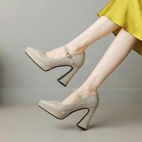 Krazing Pot Sequin Cloth Pointed Toe Super High Heels Summer Ankle Straps Shoes Big Size 43 Women Waterproof Pumps 34 auksas