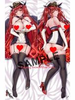Dakimakura Anime pagalvės užvalkalas Honolulu Azur Lane Kalėdinis dvipusis spausdintas pagalvės užvalkalas, apkabinantis kūną 40x120cm Peach Skin black