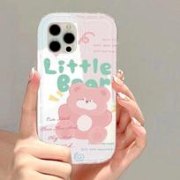Cute Bear Phone Case For iPhone 15 Pro Max Case iPhone 13 11 12 14 Pro Max 7 8 Plus XR XS X SE Transparent Silicone Back Cover For iPhone 14 white