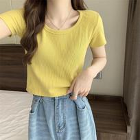 WTEMPO Short Sleeve Women T-shirt Sexy Girl Slim Fit Solid Color Shirt Street Wear Ladies Fashion Casual Versatile Y2K Top M rožinė